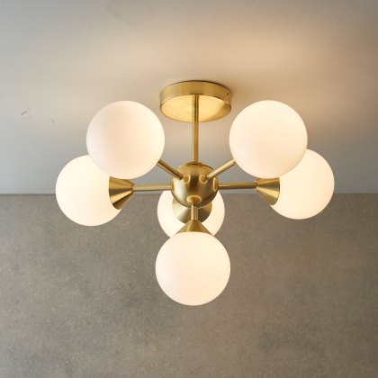 Oscar Ceiling Light Brushed Gold with Gloss White Glass Oscar Ceiling Light Brushed Gold with Gloss White Glass