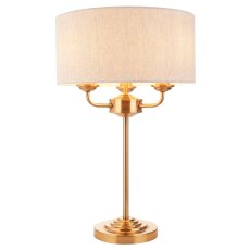 Highclere 3 Light Table Lamp Antique Brass and Vintage White Shade Highclere 3 Light Table Lamp Antique Brass and Vintage White Shade