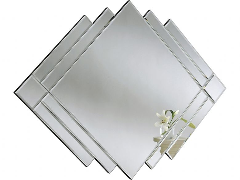 All Glass Multi&#045;Panel Diamond Art Deco Mirror