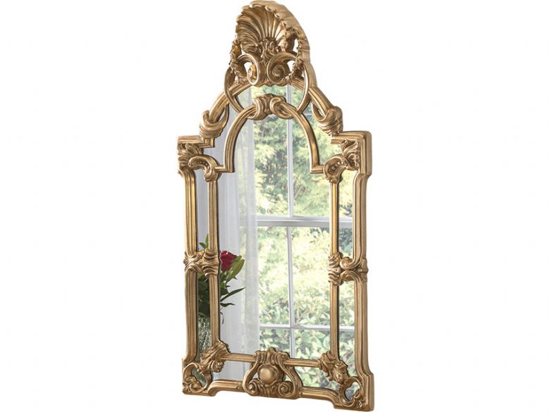 Gold Leafed Decorative Framed Crested Mirror
