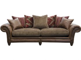 Carnegie 4 Seater Leather & Fabric Pillow Back Sofa - Split