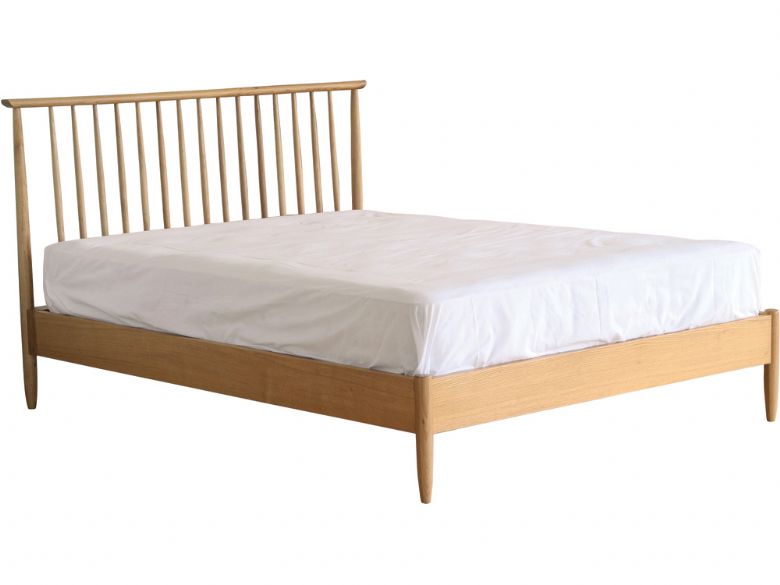 Ercol Teramo oak double bed frame with clear matt finish available at Lee Longlands