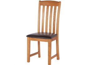 Oak Slat Back Chair with PU Seat