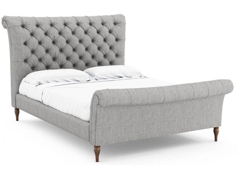 Conrad double bed frame in grey fabric available at Lee Longlands