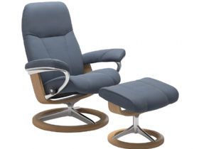Stressless Consul Large Chair & Stool Signature Base