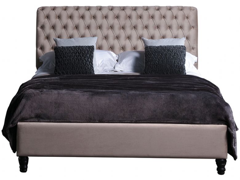 Keva pin tuck upholstered small double bed frame available at Lee Longlands