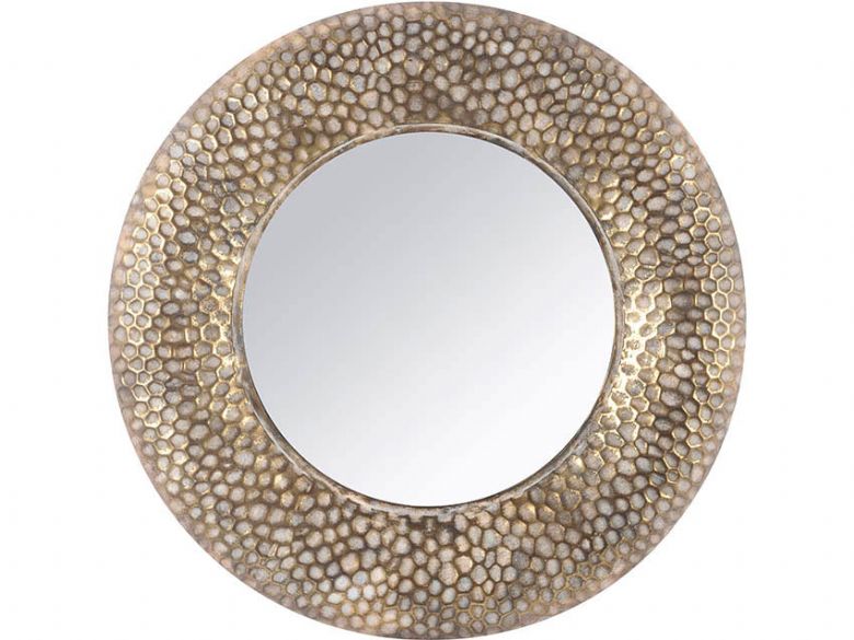 Antique Gold Round Honeycomb Mirror