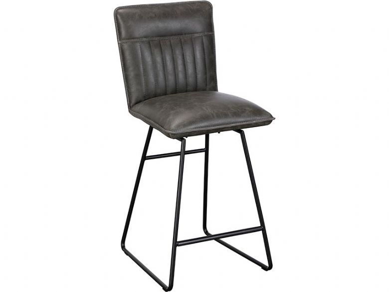 Sam leather look grey bar stool available at Lee Longlands