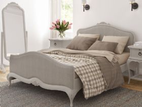 Etienne king size French upholstered bed frame available at Lee Longlands