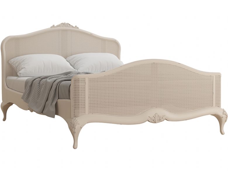 Ivory off white rattan double bed frame available at Lee Longlands