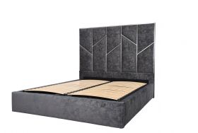 Caspian grey double bed frame with brass trim available at Lee Longlands