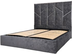 Caspian grey king bed frame with brass trim available at Lee Longlands