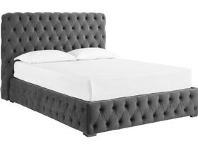 Mila buttoned grey double ottoman bed frame available at Lee Longlands