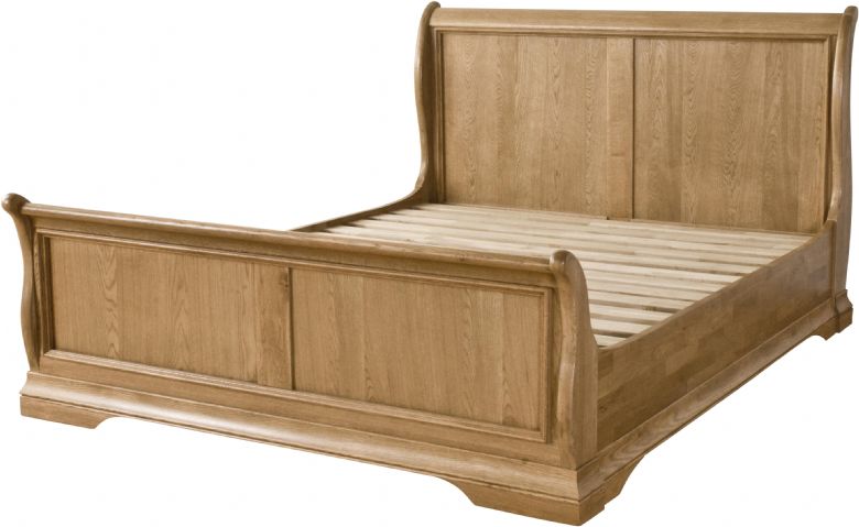 Padbury oak sleigh double bed frame available at Lee Longlands