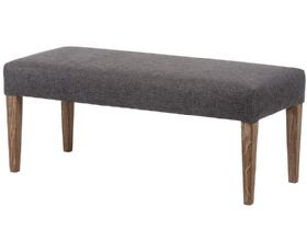 Aero reclaimed wood and blue/grey fabric 110cm bench available at Lee Longlands