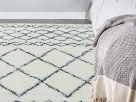 Alto Cream and Grey Rug in Rustic Minimal Lined Diamond Shaped Patterns | Lee Longlands