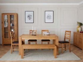 Bergen 1.6 metre oak dining table 4 6 chairs available at Lee Longlands