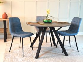 Path Blue Dining Chair with Black Legs Lifestyle