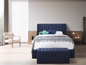 Camerino King Size Ottoman Bed in Blue