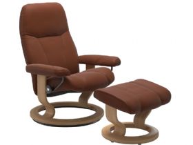 Stressless Consul Small Chair & Stool with Classic Base