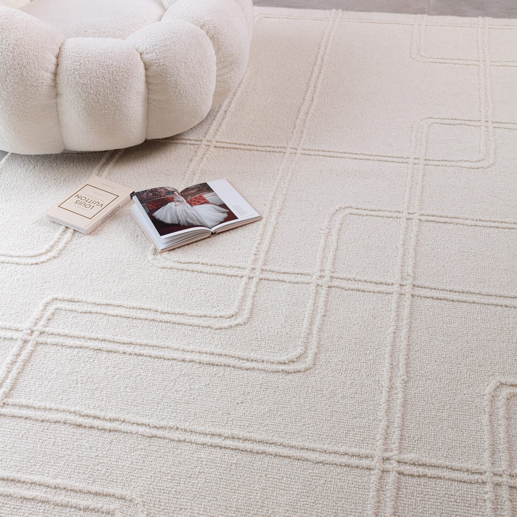 170cm Rug Ada 170?120 cm Rug – Hand-Tufted Wool Rug in Ivory, Grey or Sand - Lee ...