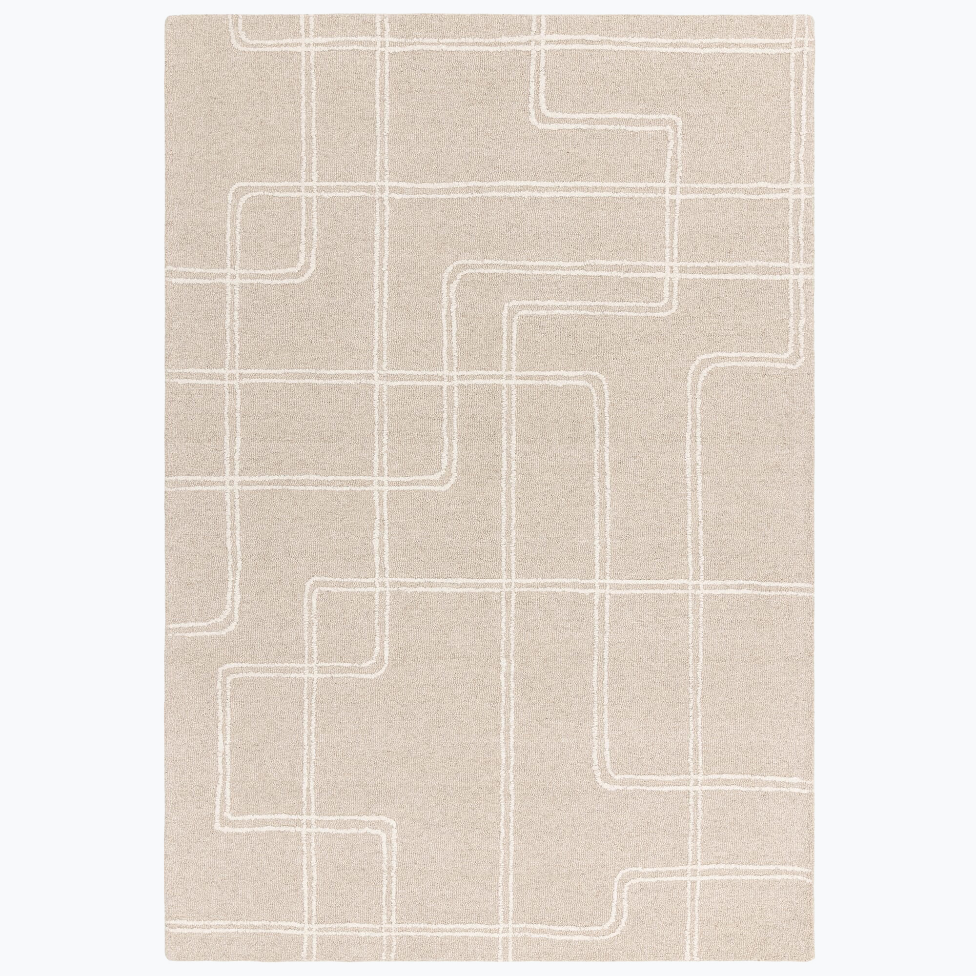 Ada 300?200 cm Rug – Large Wool Geometric Rug in Ivory, Grey & Sand ...