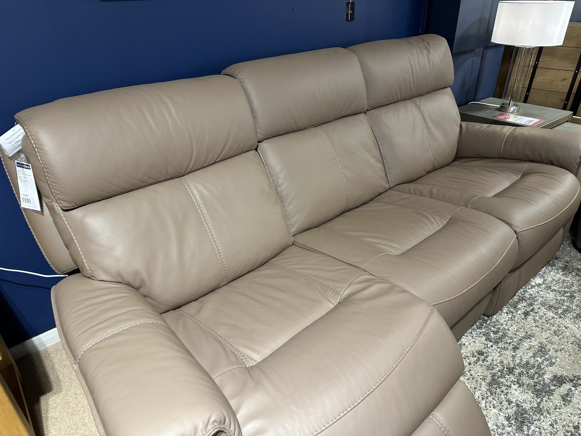 Leena 3 Seater Sofa with 2 power recliners in Leather - Lee Longlands