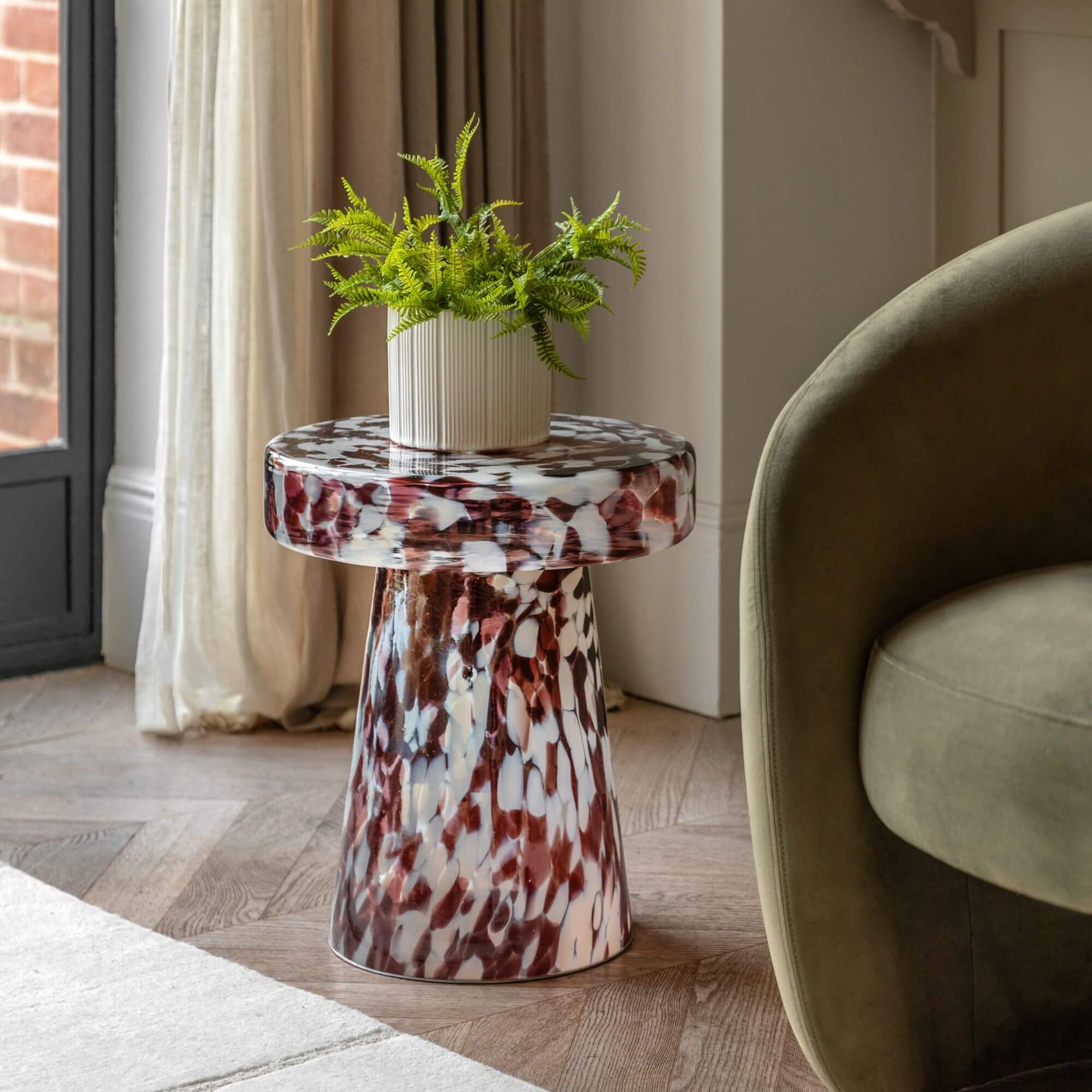 Colourful Textured Glass Side Table – Statement Design - Lee Longlands