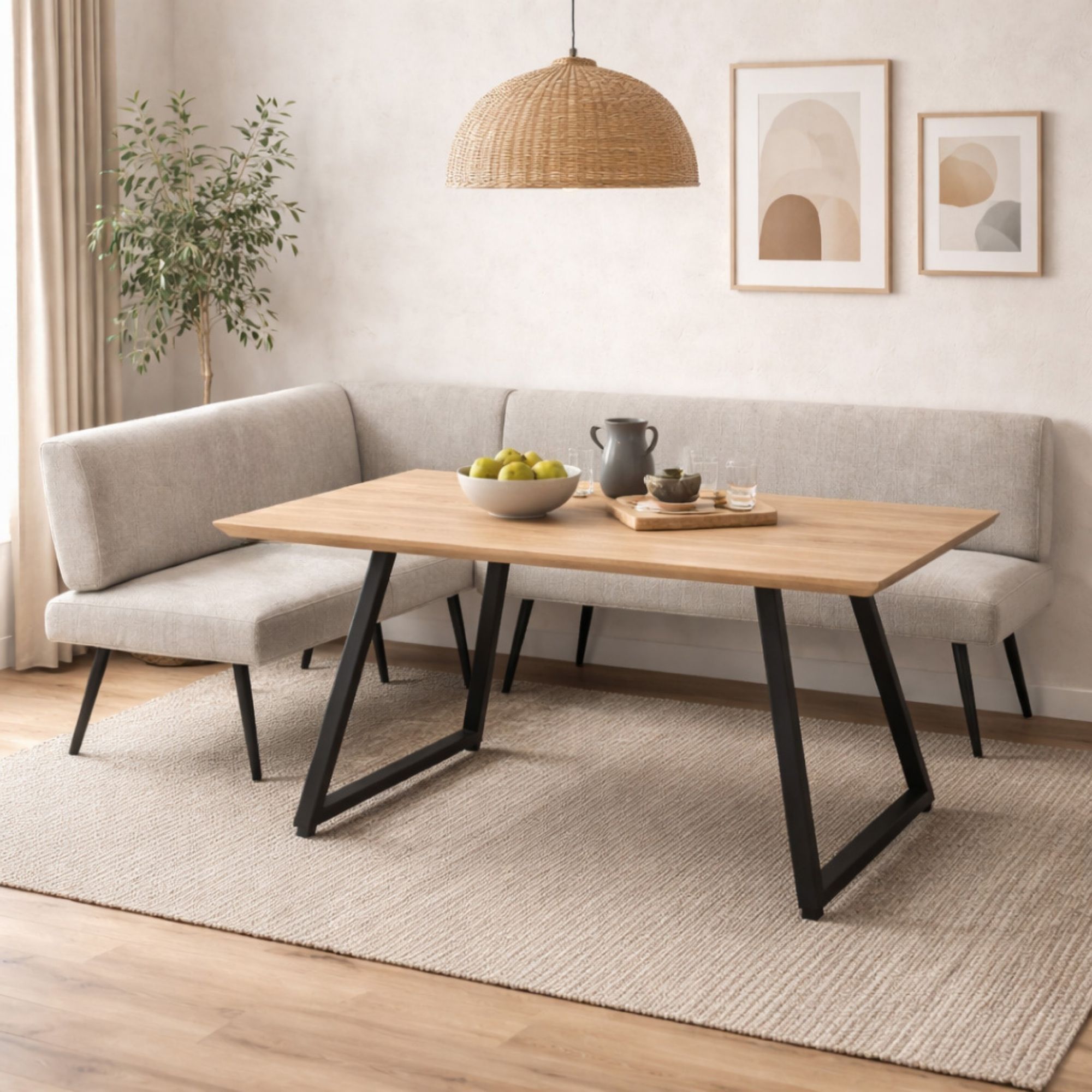 Upholstered Corner Bench with Oak or Steel Legs | Modular Seating - Lee ...