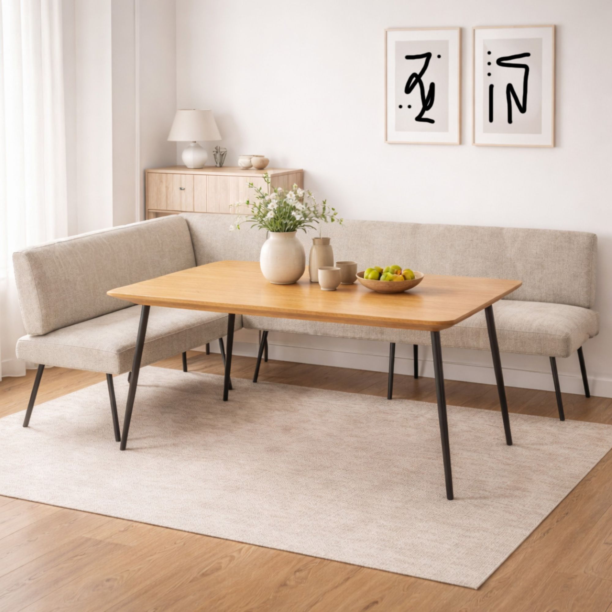 Upholstered Corner Bench with Oak or Steel Legs | Modular Seating - Lee ...