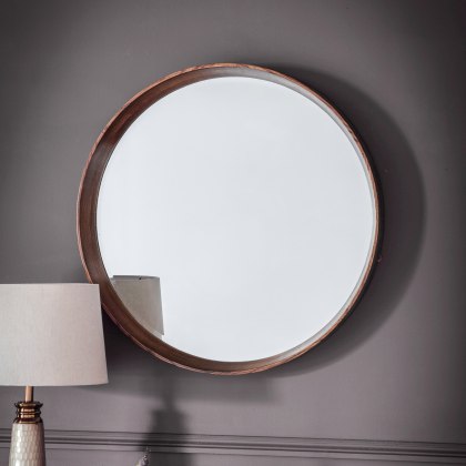 Keaton Round Mirror Walnut, Small Keaton Round Mirror Walnut, Small