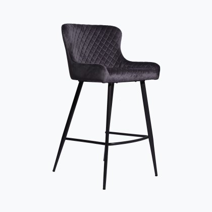 Amine Dining Bar Stool | Grey Velvet