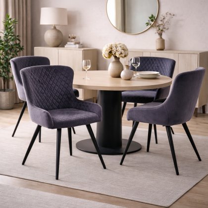 Amine Dining Chair - Grey Velvet Amine Dining Chair - Grey Velvet