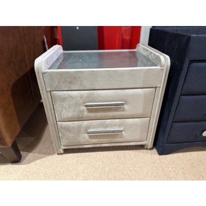 2 Drawer Bedside Unit in Grey Velvet (2 Available)