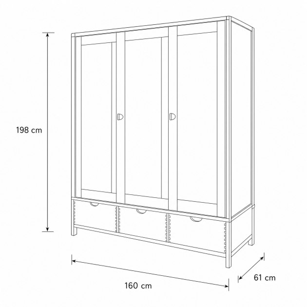 Ercol Bosco Bedroom Oak 3 Door Wardrobe