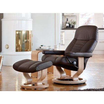 Stressless Consul Large Classic Recliner Chair & Stool