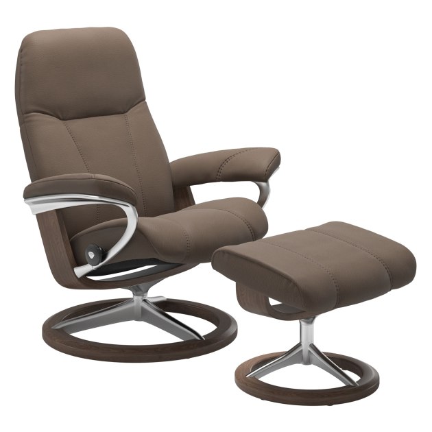 Stressless Consul Large Chair & Stool with Signature Base- QS
