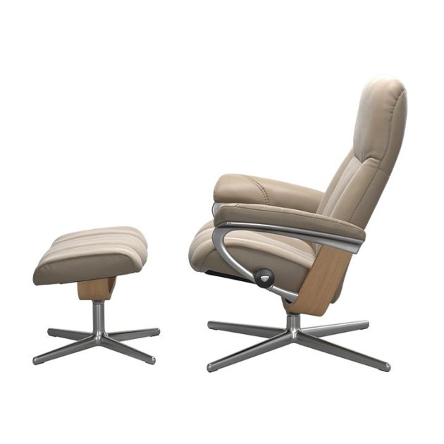 Stressless Consul Medium Cross Base Chair & Stool Stressless Consul Medium Cross Base Chair & Stool
