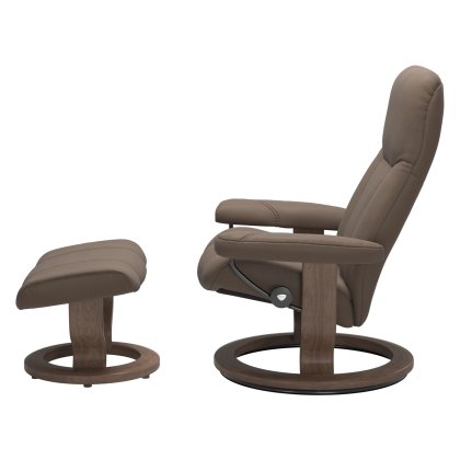 Stressless Consul Small Chair & Stool with Classic Base Quickship Stressless Consul Small Chair & Stool with Classic Base Quickship