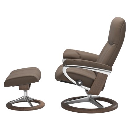 Stressless Consul Small Chair & Stool with Signature Base Quickship Stressless Consul Small Chair & Stool with Signature Base Quickship