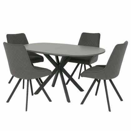 Busby Grey Extending Dining Table & 4 Norfolk Grey Dining Chairs Busby Grey Extending Dining Table & 4 Norfolk Grey Dining Chairs