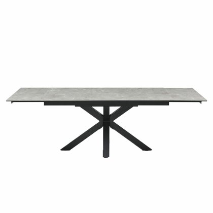 Francesco White Extending Dining Table & 4 Dark Grey Dallas Dining Chairs