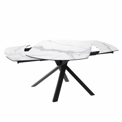 Giza 130cm Marble Extending Dining Table & 4 Milford Blue Dining Chairs