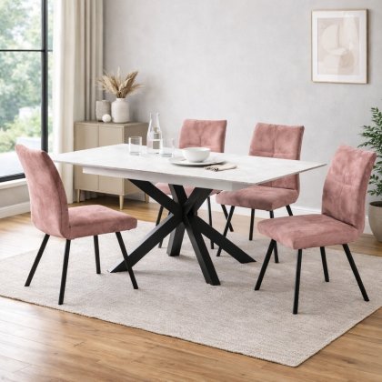 Hayley White Extending Dining Table & 4 Lindo Chairs