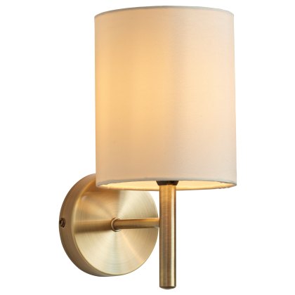 Brio Wall Light – Antique Brass with Cream Faux Silk Shade Brio Wall Light – Antique Brass with Cream Faux Silk Shade