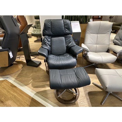 Stressless Reno Medium Signature Chair and Stool