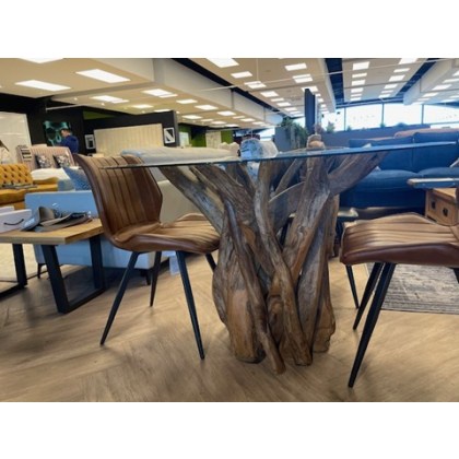 A ROOT Dining Table & 4 Leather Chairs
