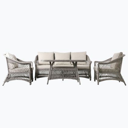 Menton Country Rattan Sofa Dining Set