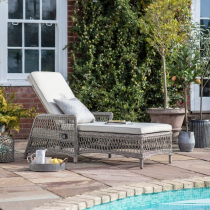 Menton Country Rattan Lounger | Stone Menton Country Rattan Lounger | Stone