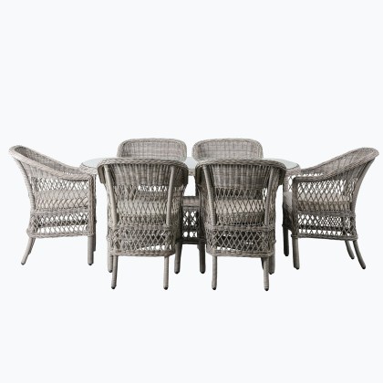 Menton 6 Seater Oval Dining Set | Stone
